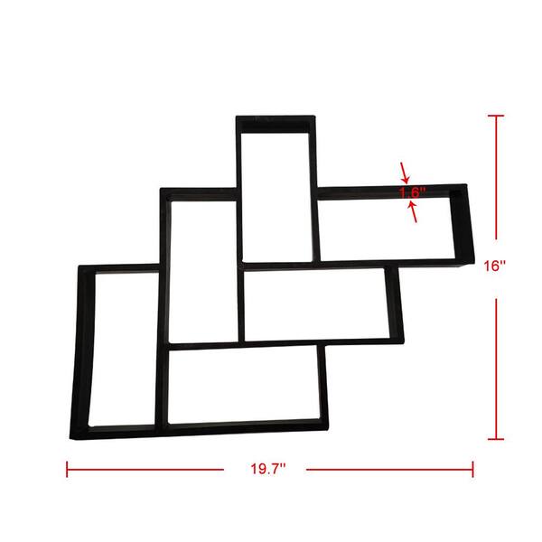 19.7 in. x 16 in. x 1.5in. Black Plastic DIY Paver Mold Reusable Concrete Stepping Stone Paver Walk Way Mold