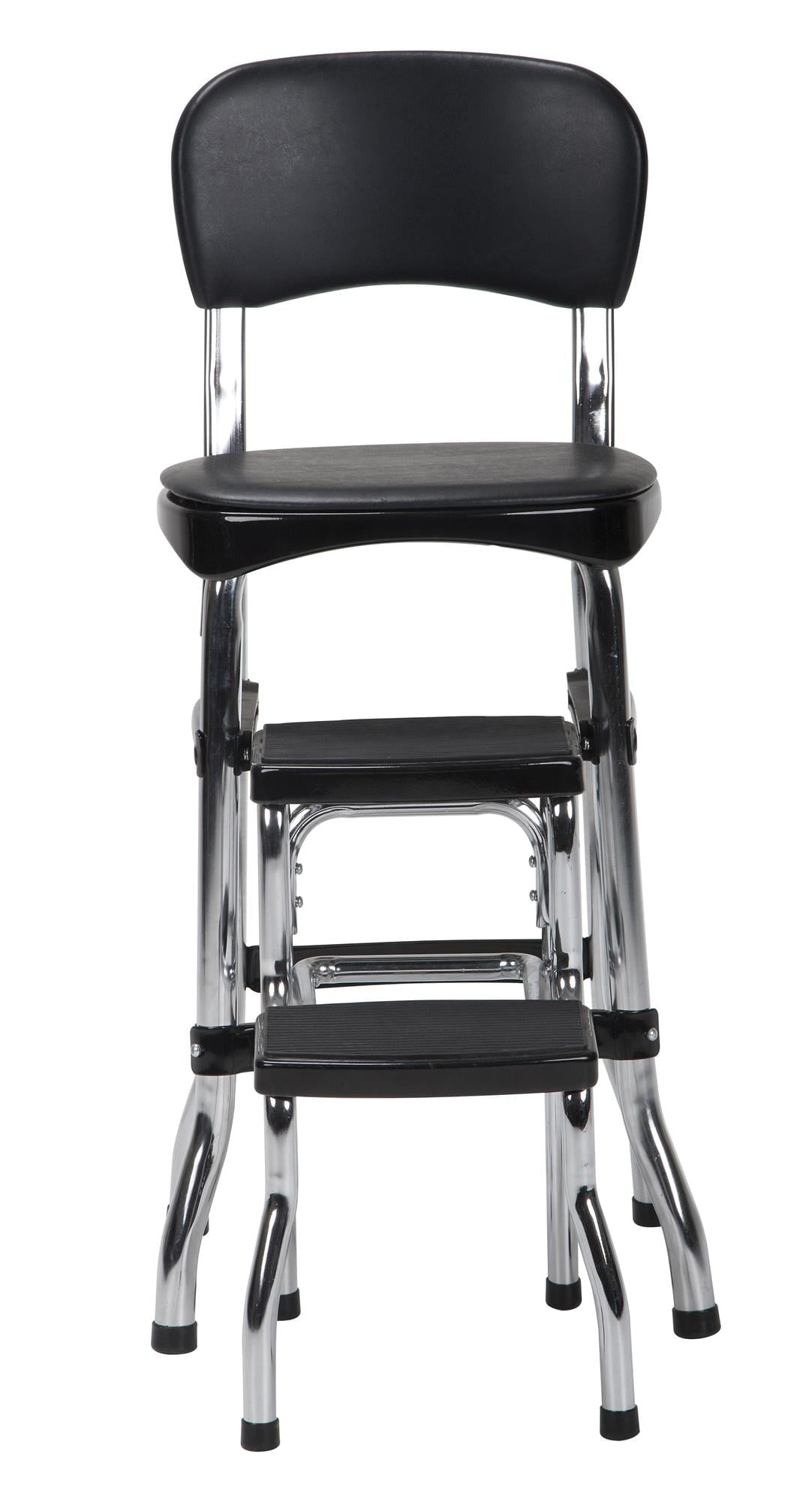 COSCO Stylaire Retro Chair + Step Stool with sliding steps, Black