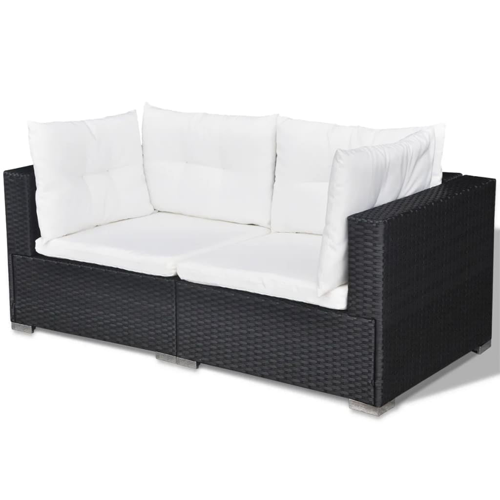 vidaXL 6 Piece Patio Lounge Set with Cushions Poly Rattan Black