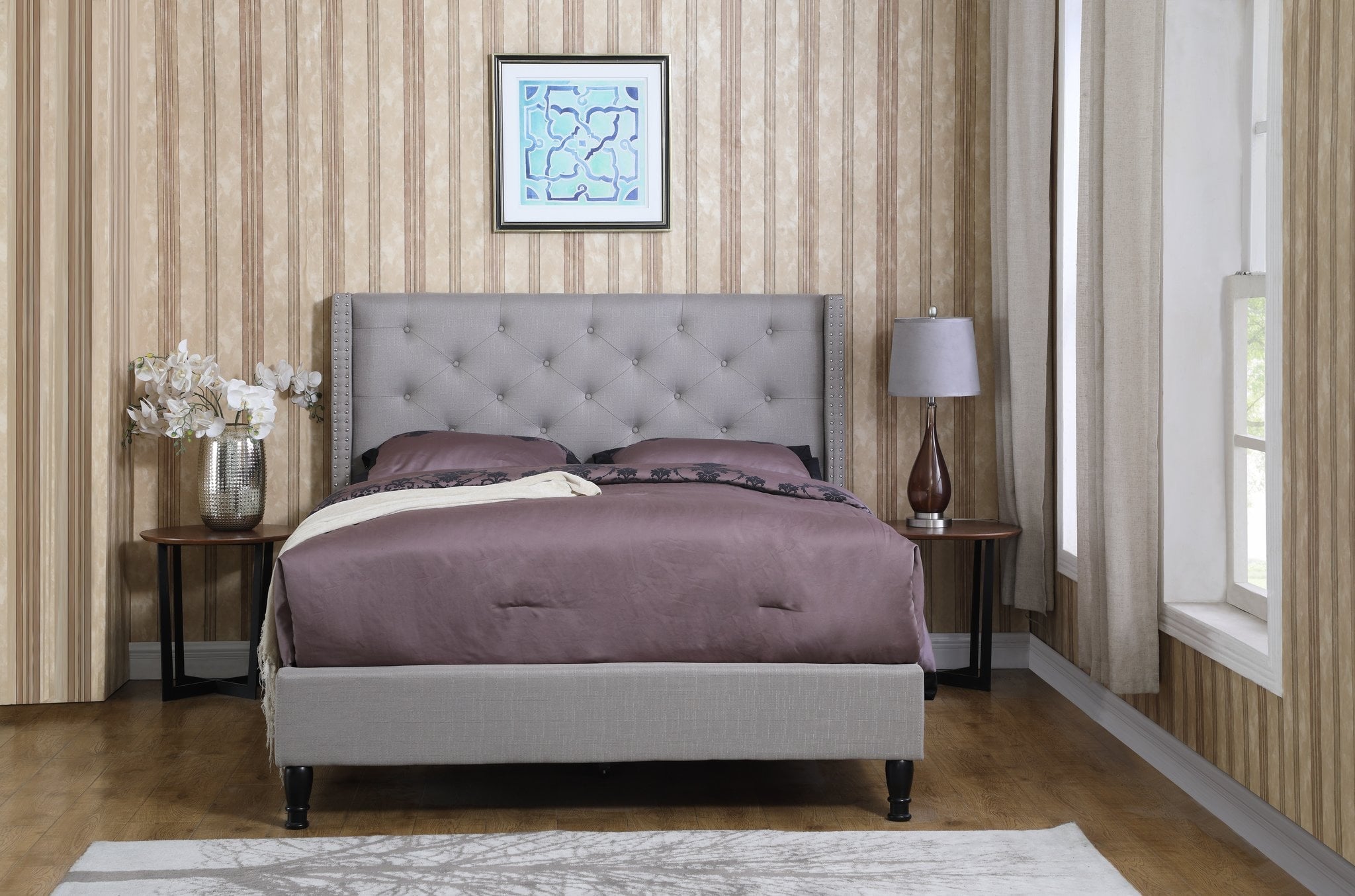 Full Size Upholstered Platform Bed Frame with 51