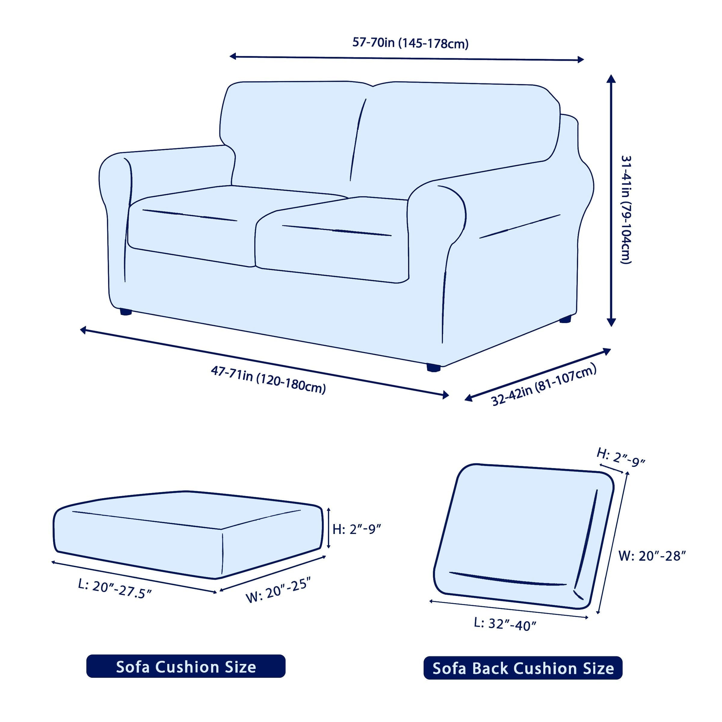 Subrtex Stretch Sofa Slipcover Sets with 2 Backrest Cushion Covers and 2 Seat Cushion Covers Gray