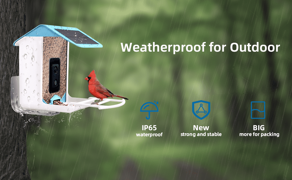 Bird Feeder with Camera,YBLOC Bird House,AI Smart Bird Feeder,Camera 1080P HD Video,AI Identify Bird,Wifi ,Blue