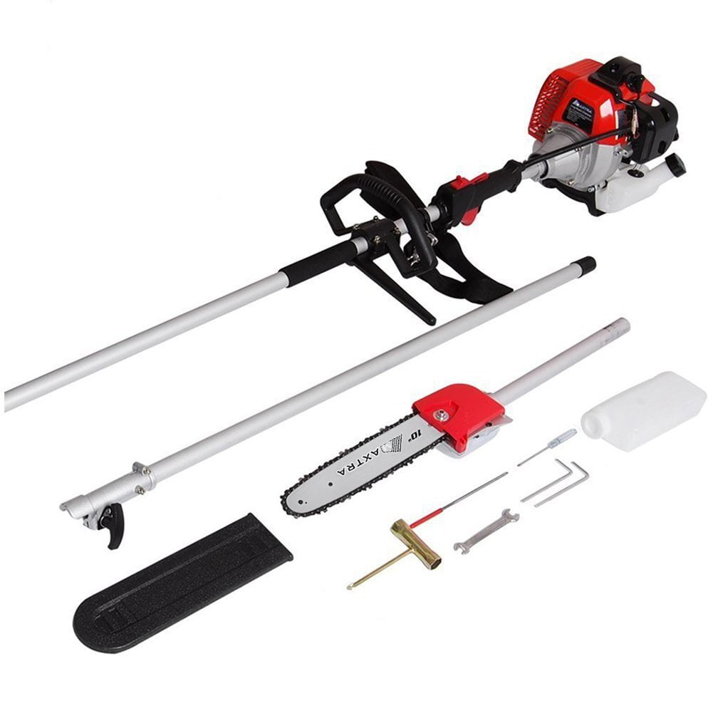 4 in 1 Hedge Trimmer, Reach to 16 Feet Gas Pole Saw for Tree Trimming, Cordless Gas Pole Grass Brush Cutter Chainsaw