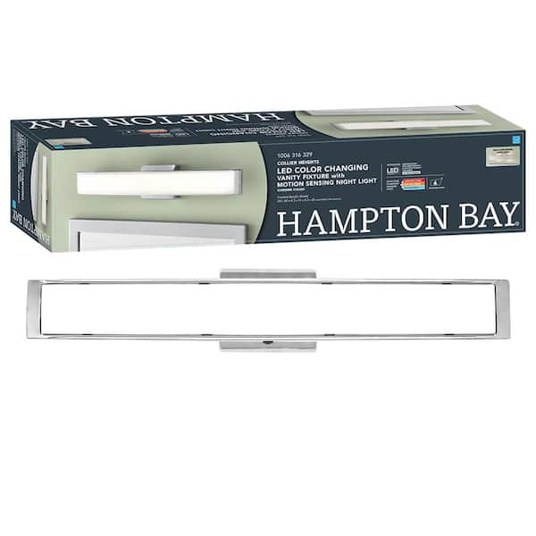 Collier Heights 24 in. Chrome Curved Selectable LED Bathroom Vanity Light Bar Flush Mount with Night Light Feature