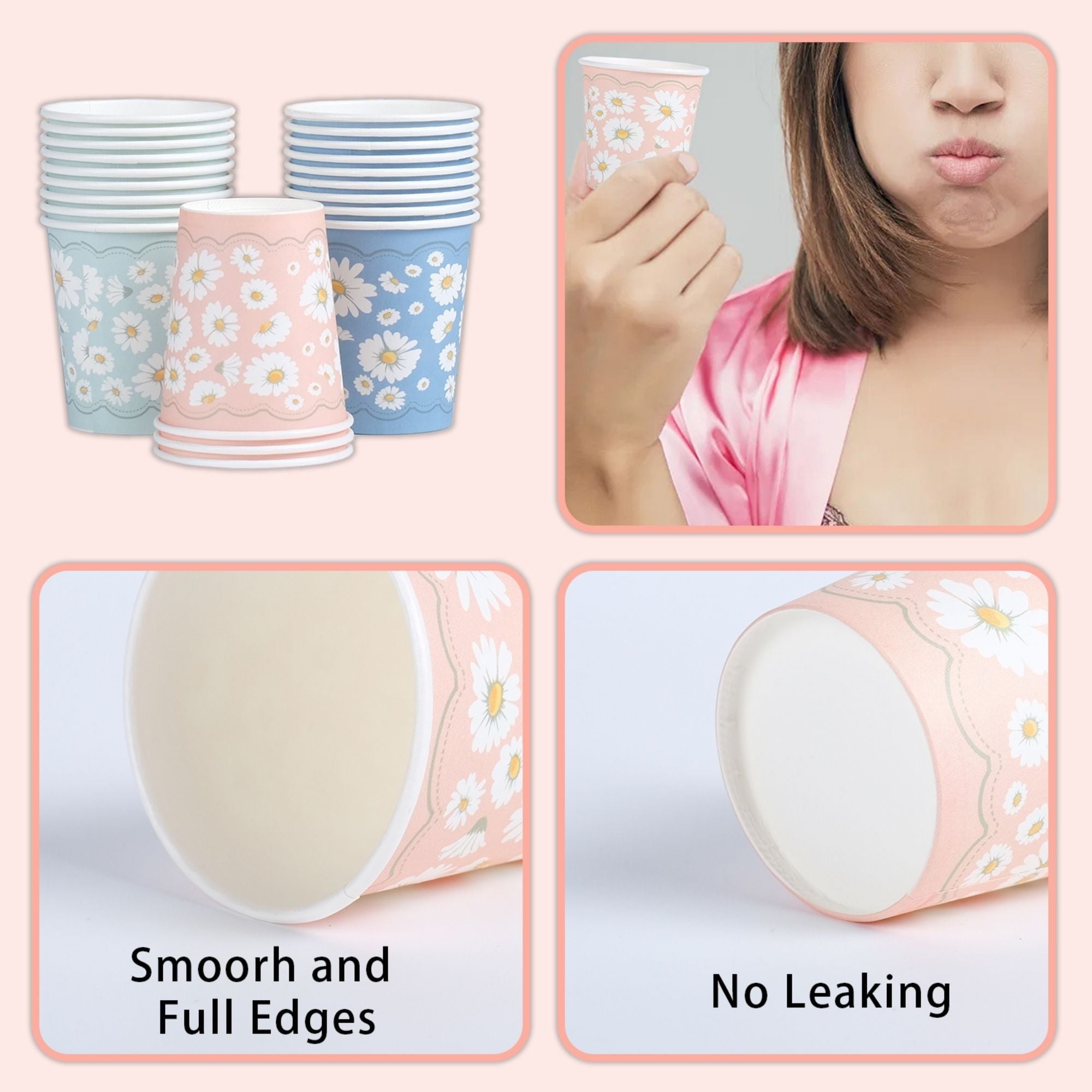 Lamosi Small Paper Cups Mouthwash Cups Disposable Cups 3 oz 300 Count