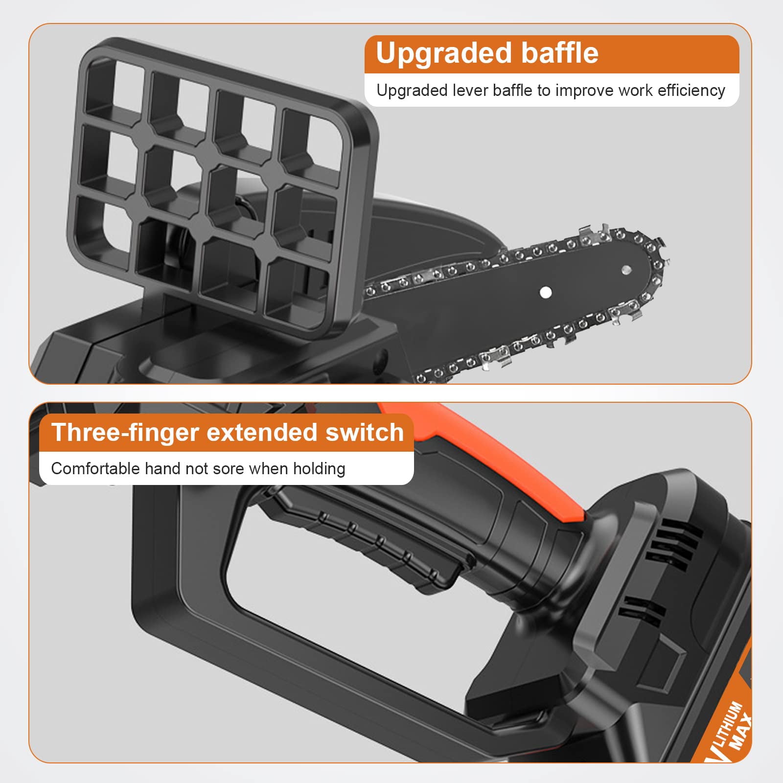 Monkemon Mini Chainsaws, 6-Inch Battery Chainsaws, Electric Handsaws with 2 Batteries & 2 Chains, Handheld Electric Mini Chainsaw Combo Kit