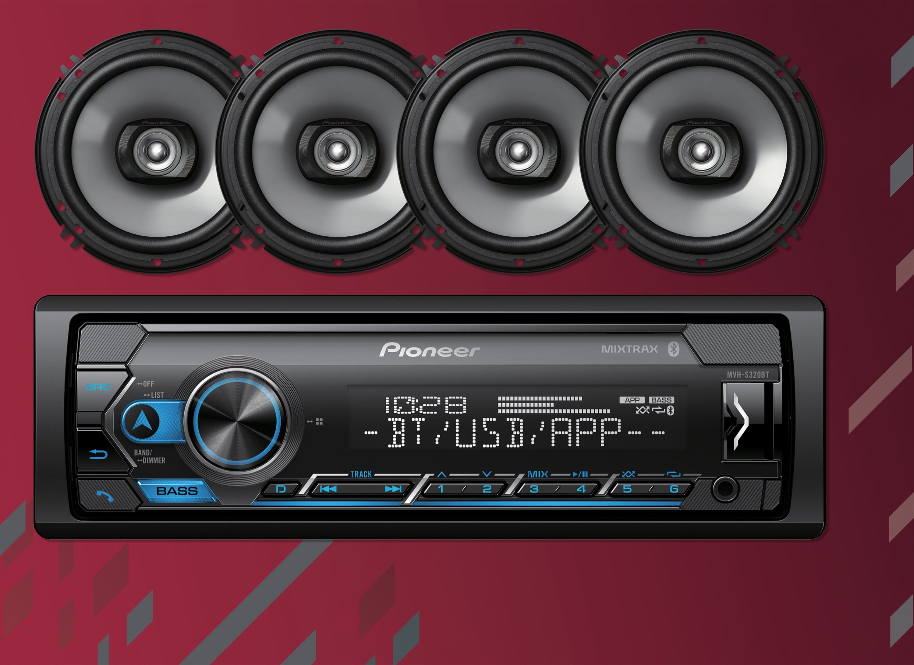 Pioneer MXT-S3266BT Car Audio Bundle