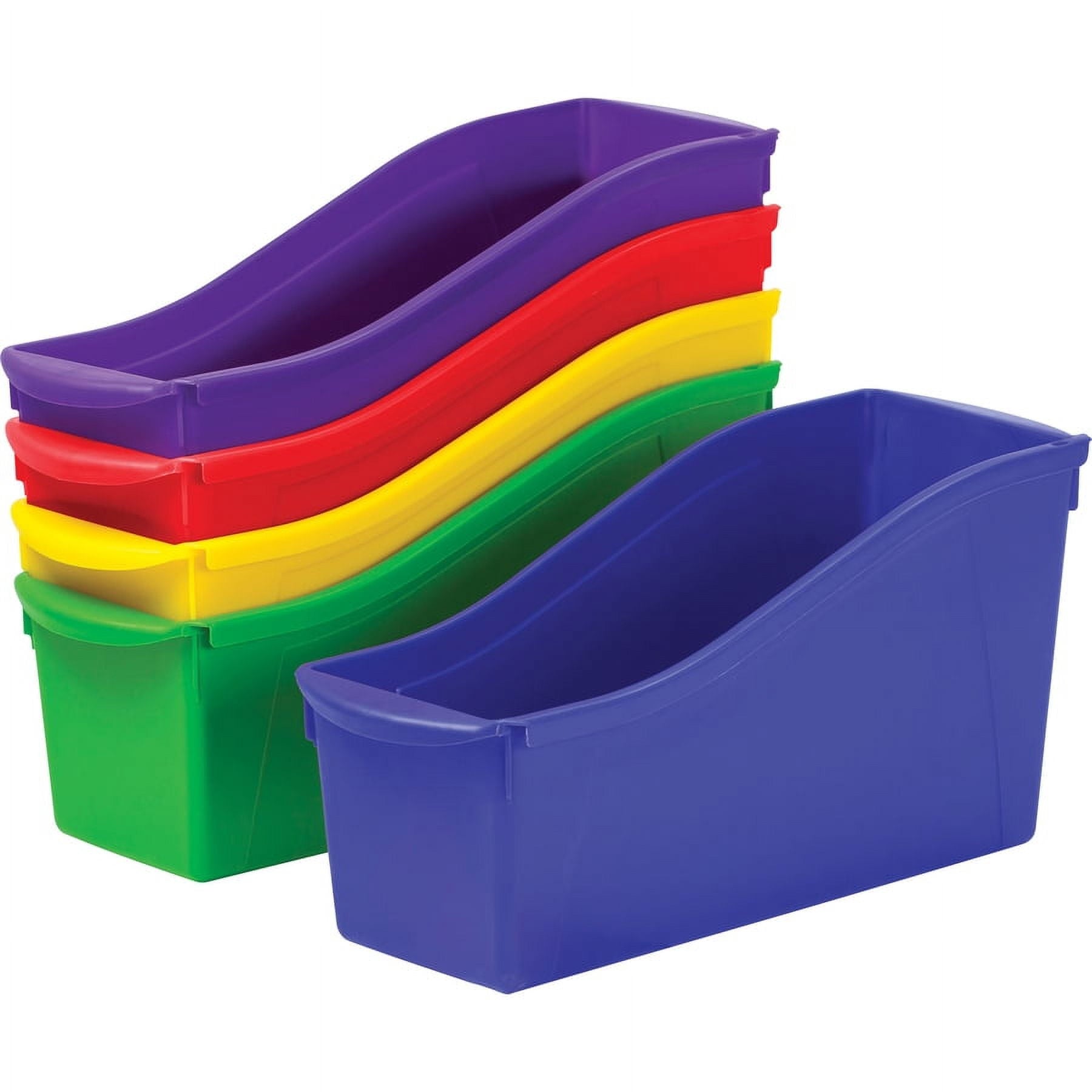 Storex Large Plastic Book and Magazine Bin, Assorted Colors, Set of 5