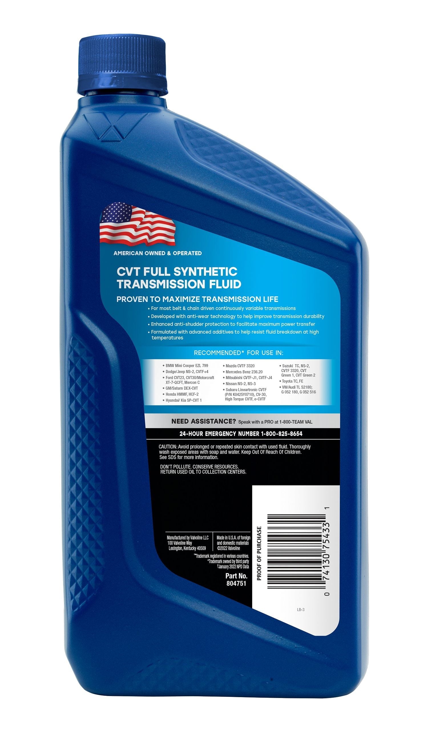 Valvoline Full Synthetic Continuously Variable Transmission Fluid (CVT) 1 QT