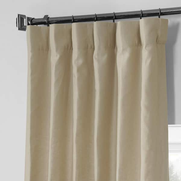 Walnut Beige French Linen Rod Pocket Room Darkening Curtain 50 in. W x 84 in. L Single Window Panel