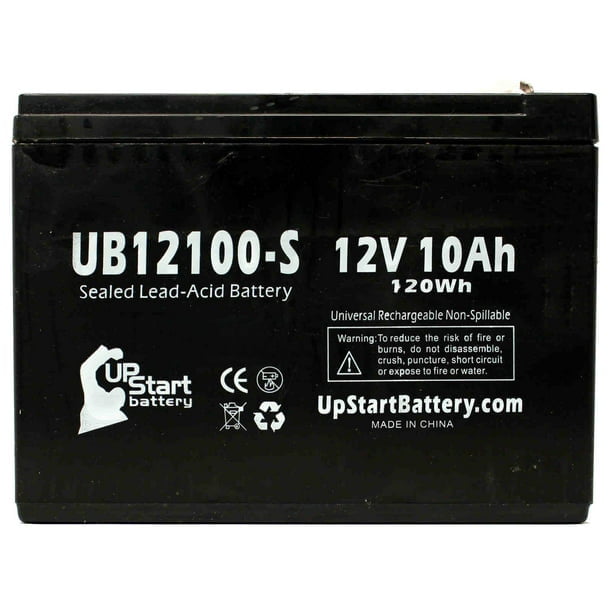 2x Pack - Universal Battery UB12100-S Battery Replacement - UB12100-S Universal Sealed Lead Acid Battery (12V, 10Ah, 10000mAh, F2 Terminal, AGM, SLA)