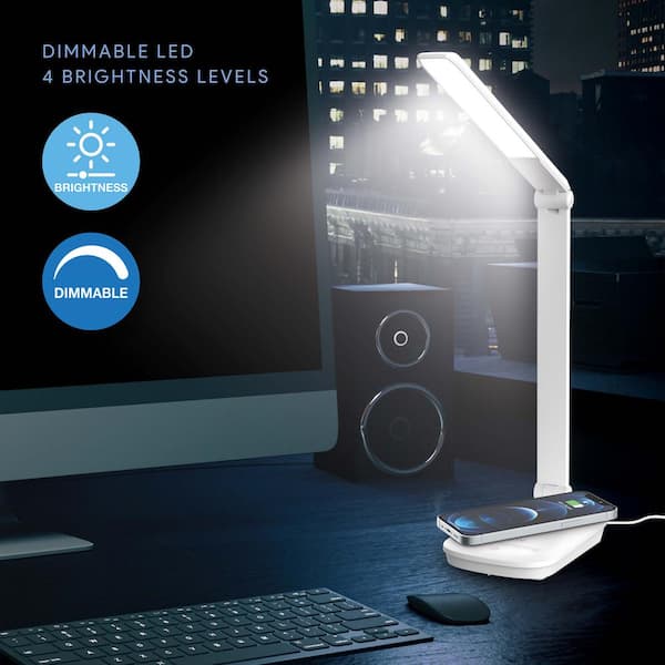Atmosphere 12.6 in. White Desk Lamp with Wireless Charging