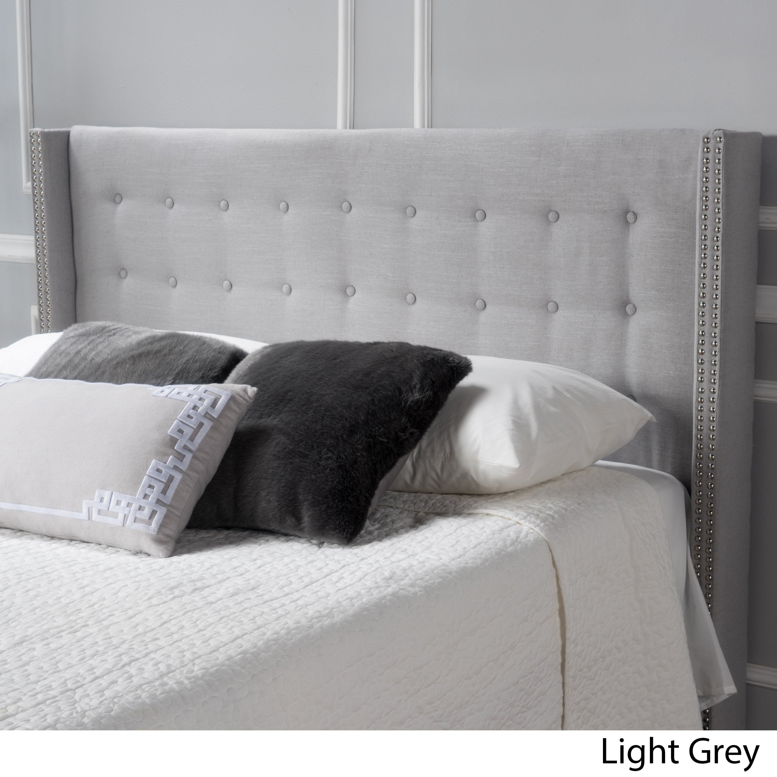 Noble House Fallon Light Grey Fabric Full/ Queen Headboard