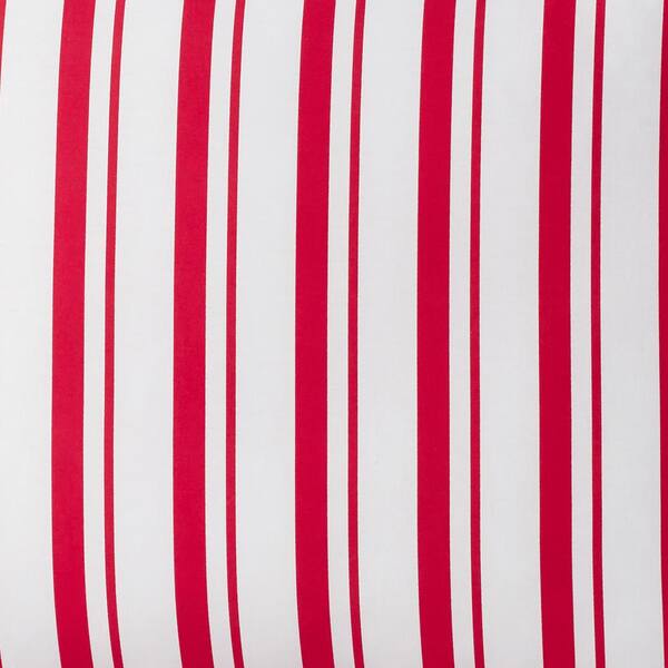 Company Kids Stripe 3-Piece Red Organic Cotton Percale Full Duvet Cover Set
