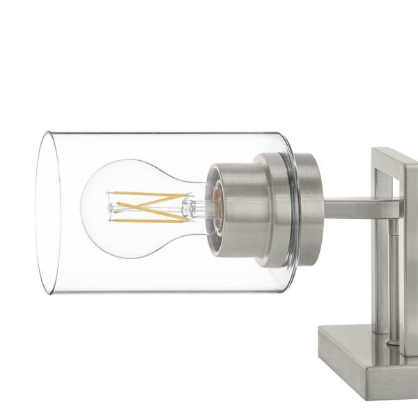 Westerling 19 in. 2-Light Brushed Nickel Linear Bathroom Vanity Light Fixture with Clear Glass Shades