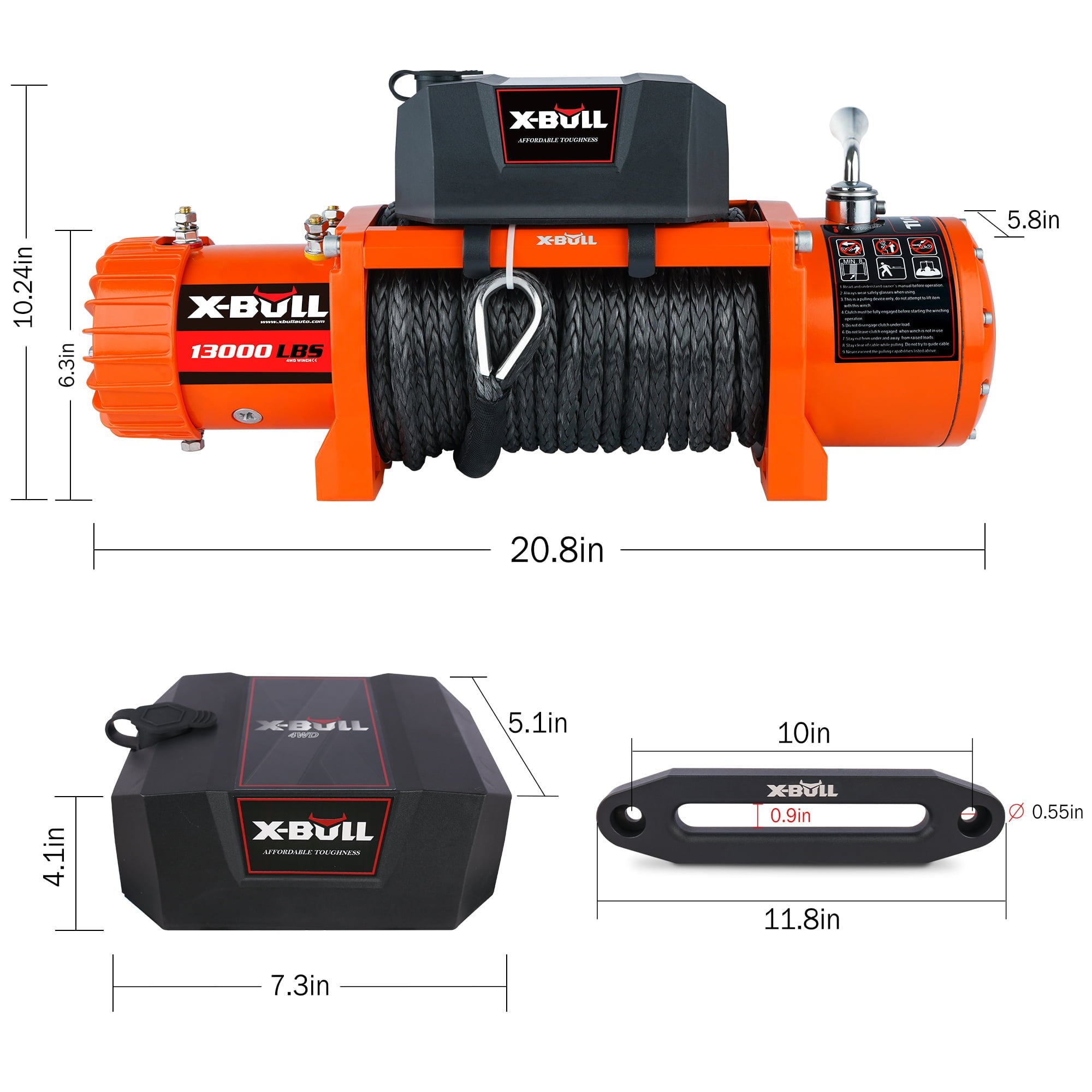 X-BULL Electric Winch 13000lb Winch 12V Synthetic Rope Trailer Towing Truck Off-road Jeep Winch With Wireless Remote