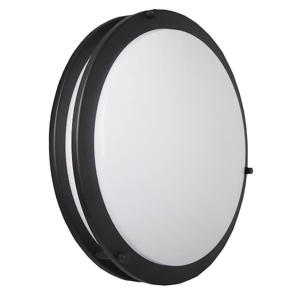 14 in. Round 1-Light Black Integrated LED Flush Mount