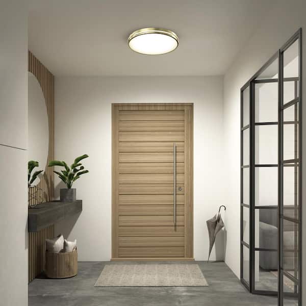 Delray 15 in. 1-Light Modern Gold Integrated LED 5 CCT Flush Mount Ceiling Light Fixture for Kitchen or Bedroom