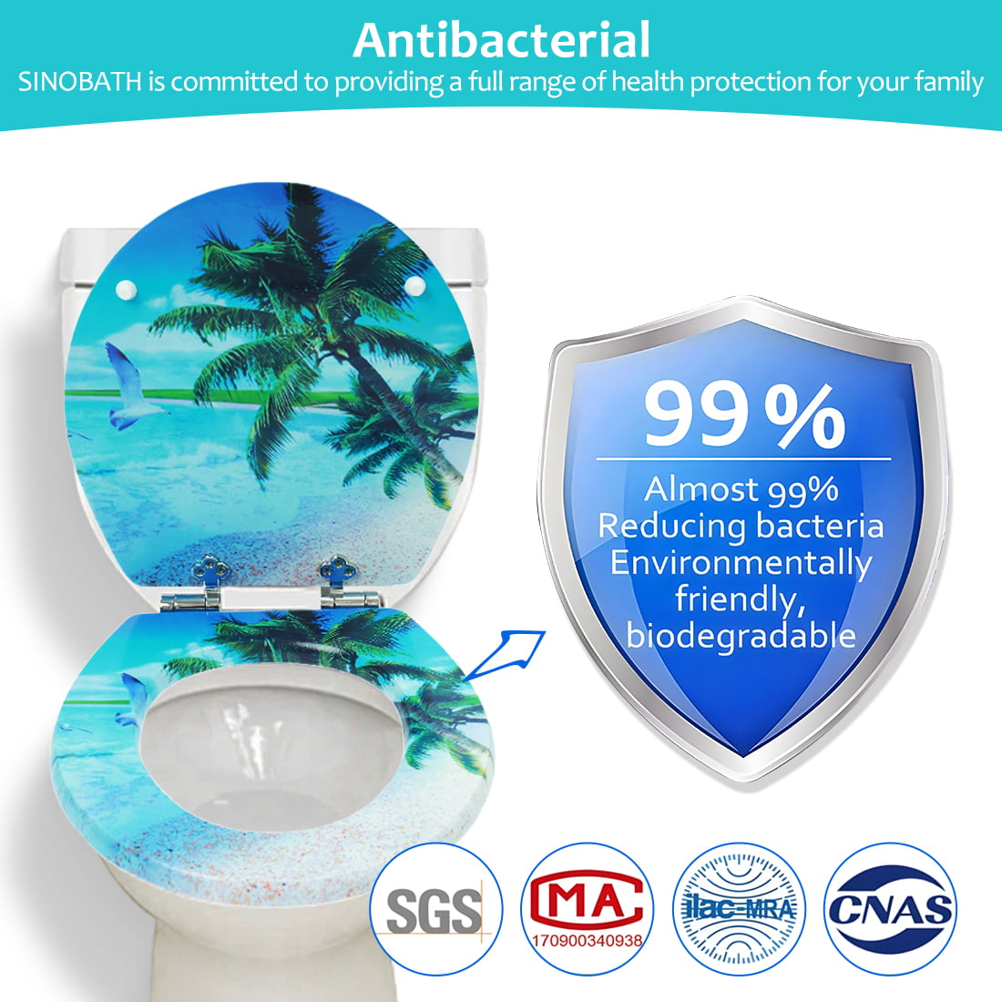 Nastarki Round Toilet Seat, Slow Close Wood Toilet Seats, Wooden Toilet Seats with Strong Alloy Hinges