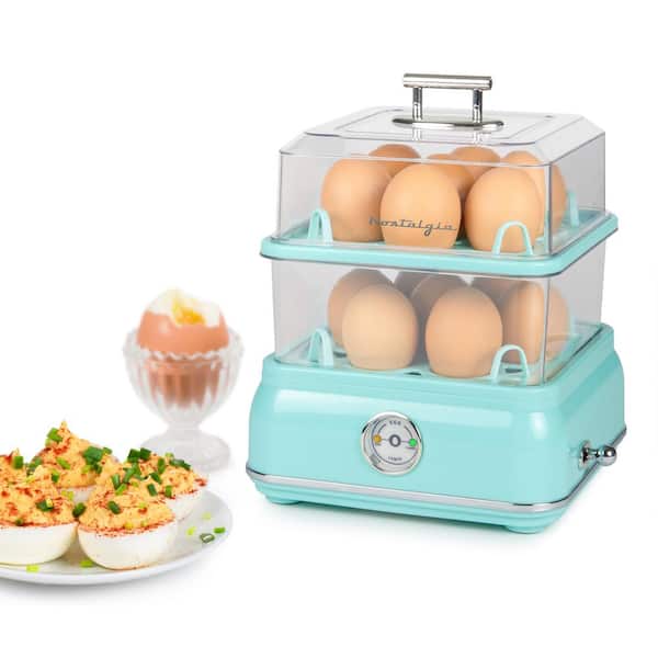 14-Egg Blue Egg Cooker with Built-In Timer
