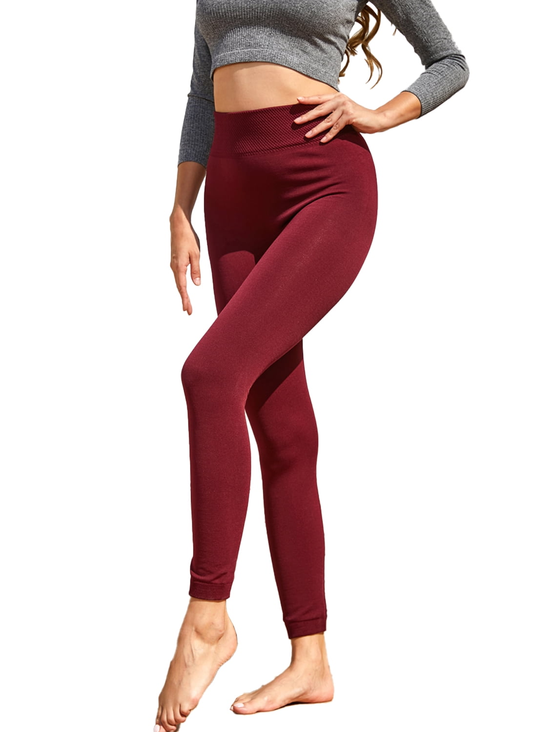 Doublju Womens Fleece Lined High Waist Ankle Length Female Leggings