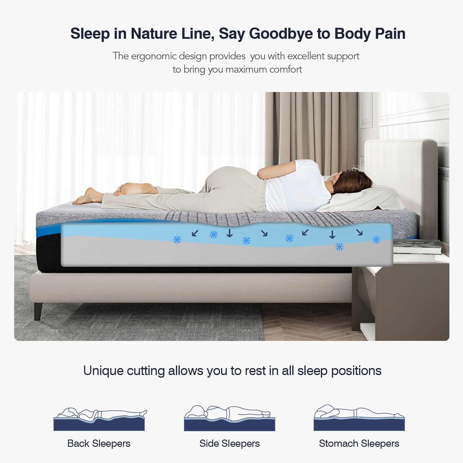 10 Inch Grey Queen Gel Memory Foam Mattress in a Box with Detachable Cover, Queen Size Mattress