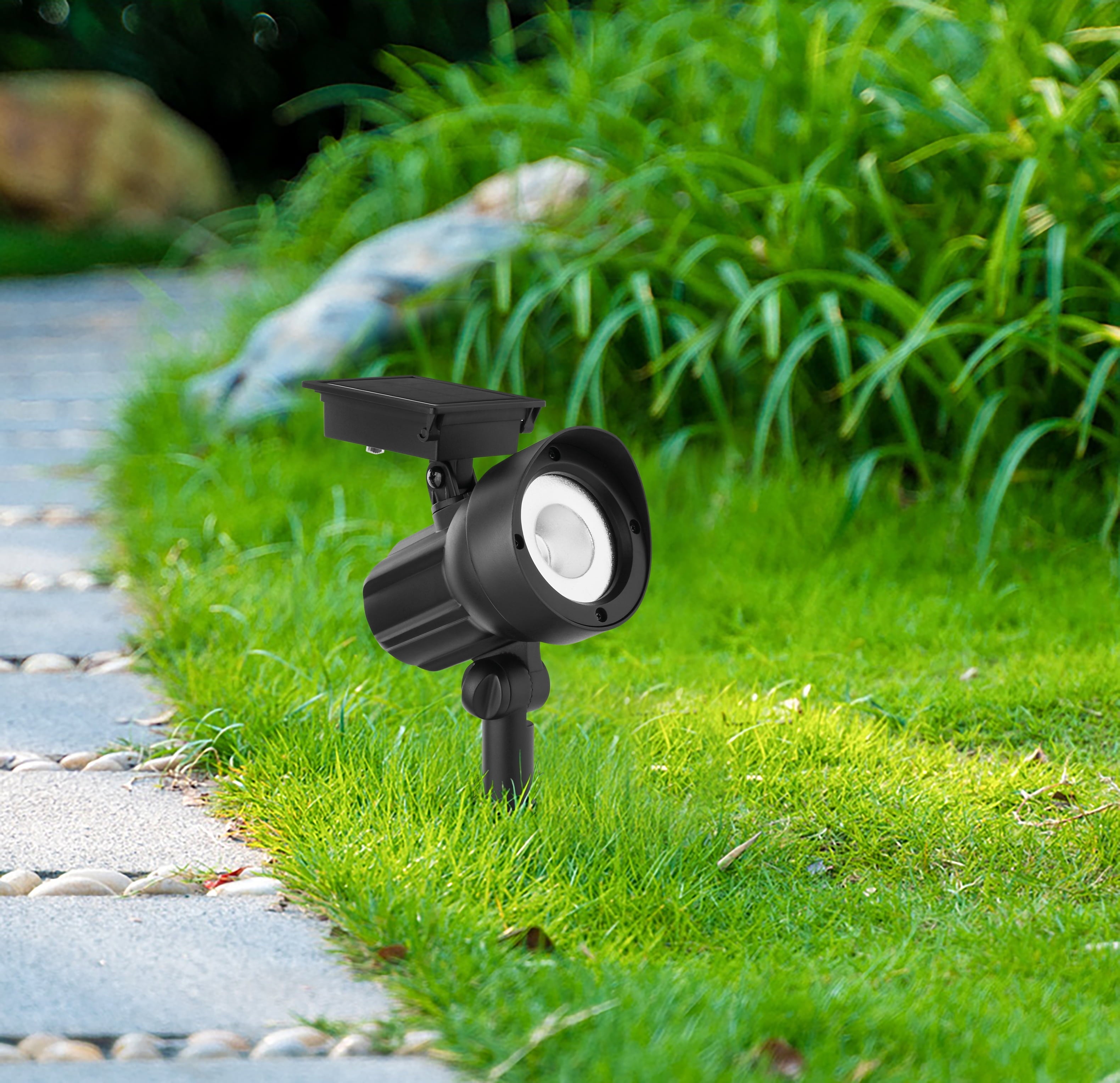 Mainstays Solar Powered Black LED Landscape Spot Light with Plastic Lens, 20 Lumens (4 Count)