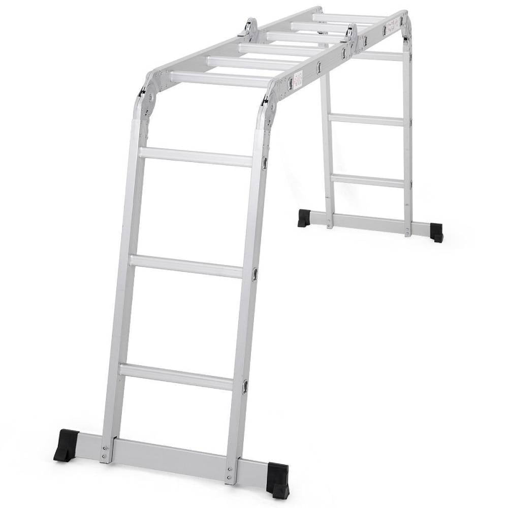 Ktaxon 12.5ft 7 in 1 Multi-Purpose Scaffold Ladder, Folding Aluminium Extension Ladder,  EN 131 Standard, 330lbs Capacity