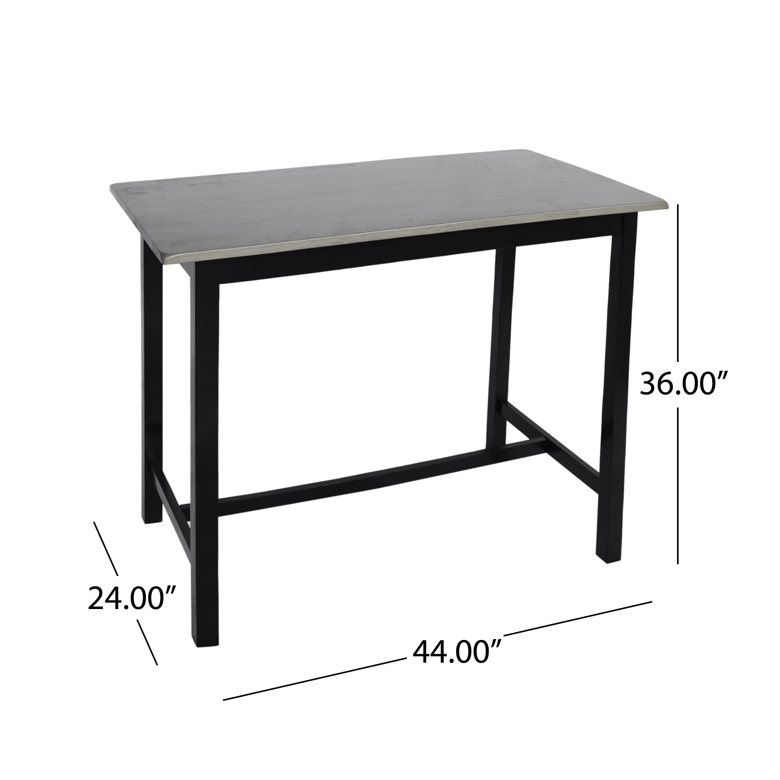 Noble House Dickson Farmhouse 4 Seater Rubber Wood Counter Dining Set, Gray and Black