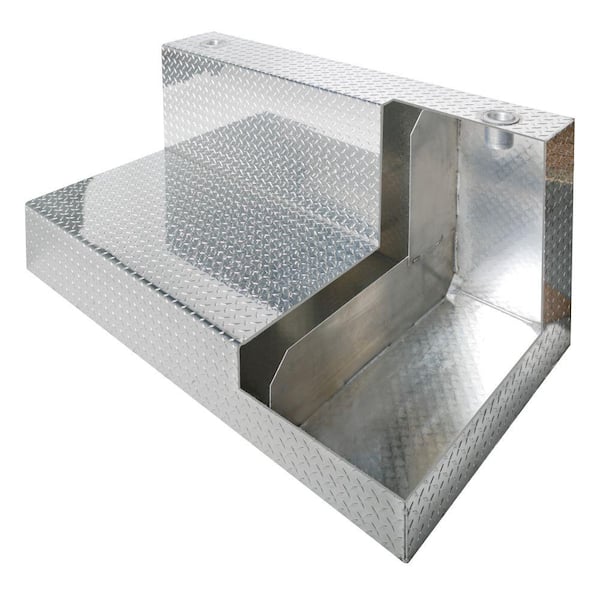 L-Shaped Aluminum Liquid Transfer Tank in Silver Metallic