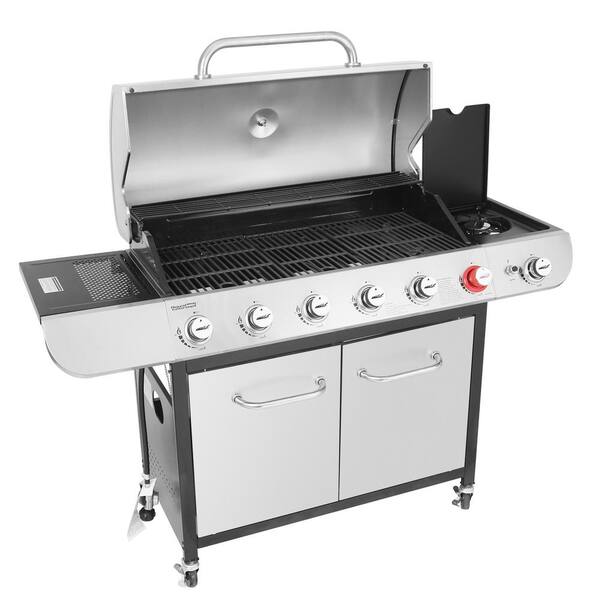 6-Burner BBQ Liquid Propane Gas Grill with Sear and Side Burner with Cover, 71,000 BTU Cabinet Style Gas Grill