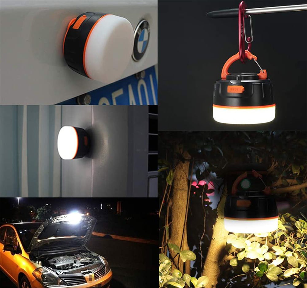 LED Camping Lantern Rechargeable, 4 Light Modes, 2400mAh Power Bank, IP44 Waterproof, Solar Camp Lantern with USB Cable, for Equipment Charging, Life Saving Kit, Hiking, Fishing, Home, Camping