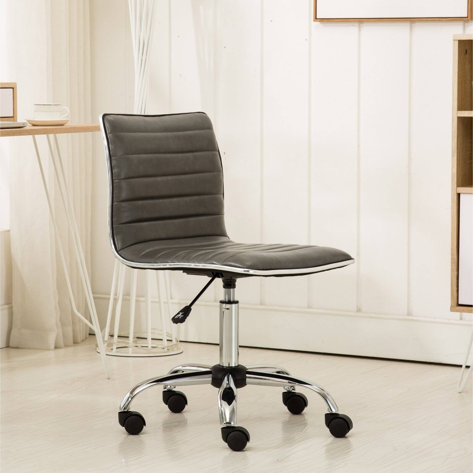 Roundhill Furniture Fremo Chromel Adjustable Air Lift Office Chair, Gray