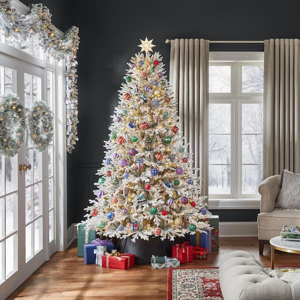 7.5 ft. Pre-Lit LED Kenwood Fraser Flocked Artificial Christmas Tree