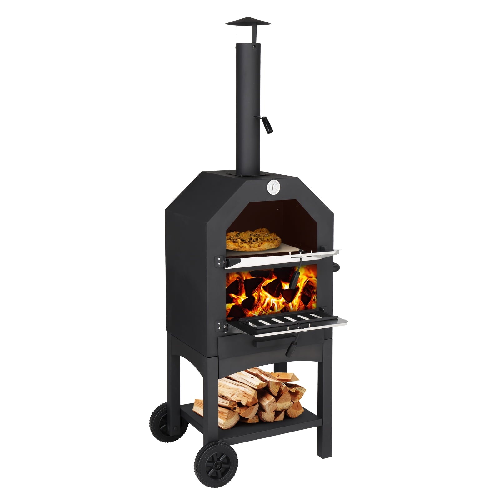 iTopRoad Outdoor Pizza Oven 14'' Wood Fired Pizza Maker Ovens