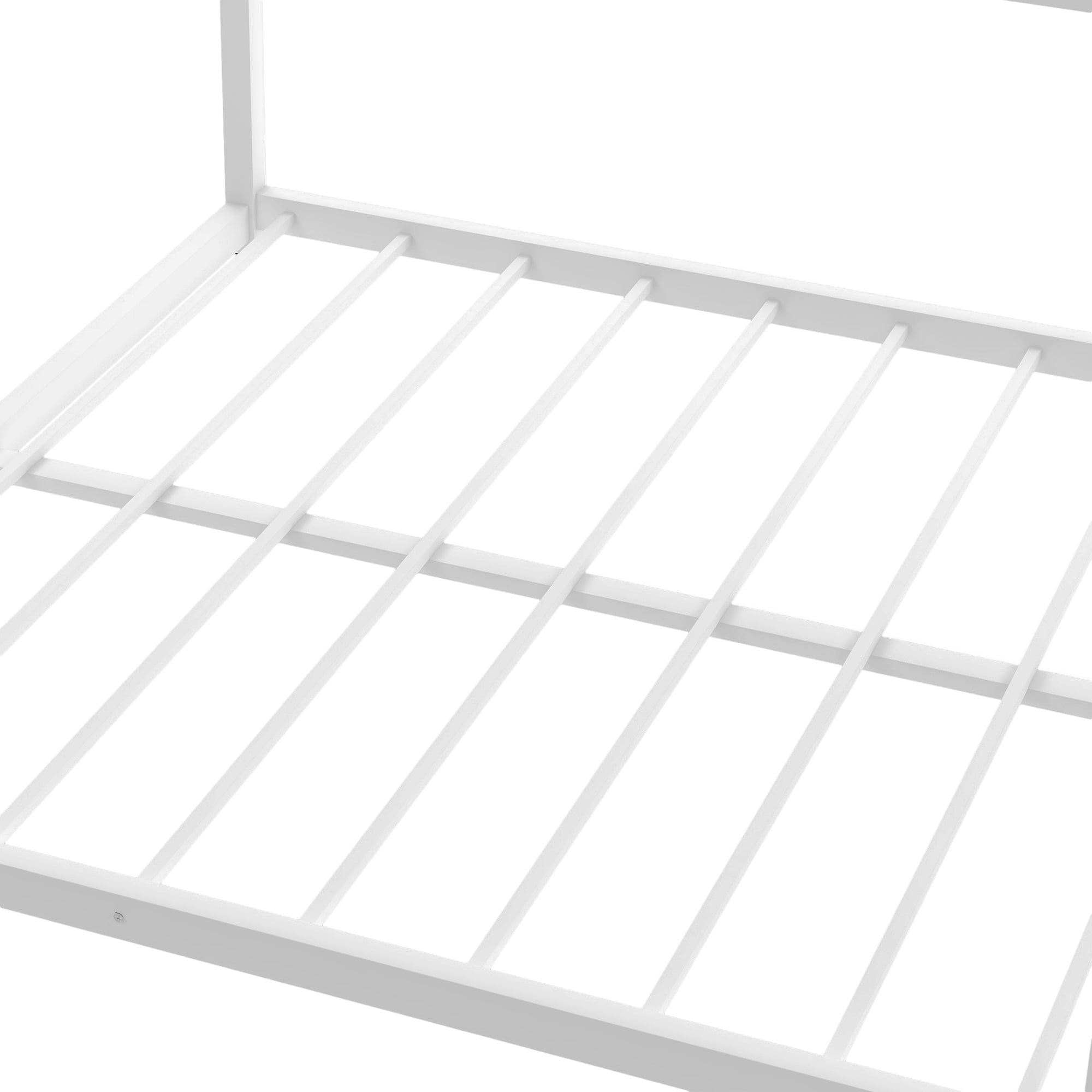 Full over Full Metal Bunk Bed, Upgraded Metal Bunk Bed Frame with Ladder and Safety Guard Rail, Heavy Duty Bunk Beds for Adults Teens Noise Free Space-Saving Easy to Assemble, White