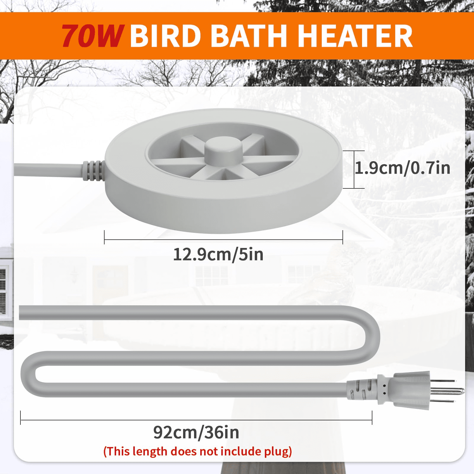 Number-one Bird Bath Heater for Outdoors in Winter,with Thermostatic Control for Bird Chicken Patio Yard Farm
