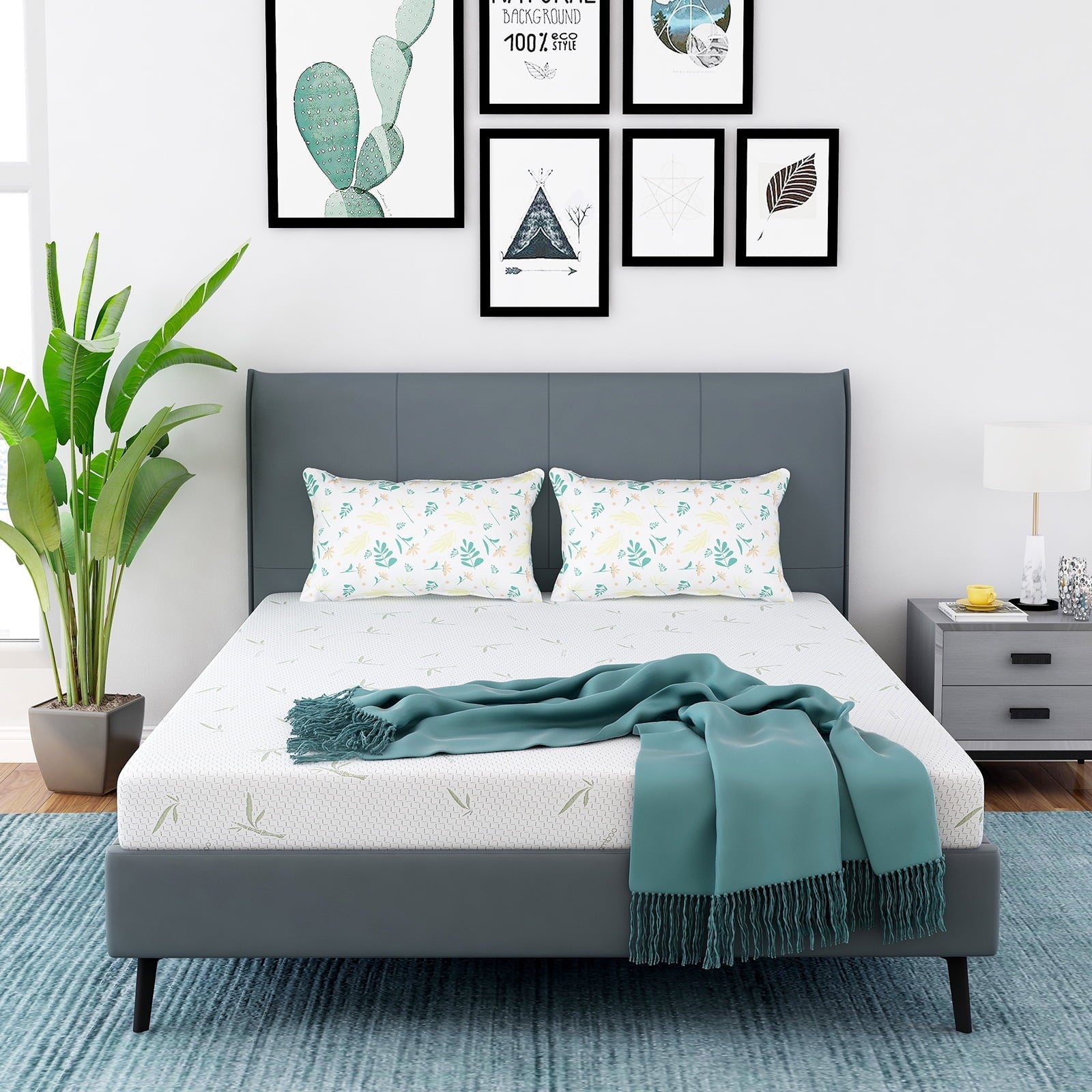 Mattress, 6 inch Memory Foam Mattress Bed in a Box, with Green Tea Cooling Gel, Made in USA