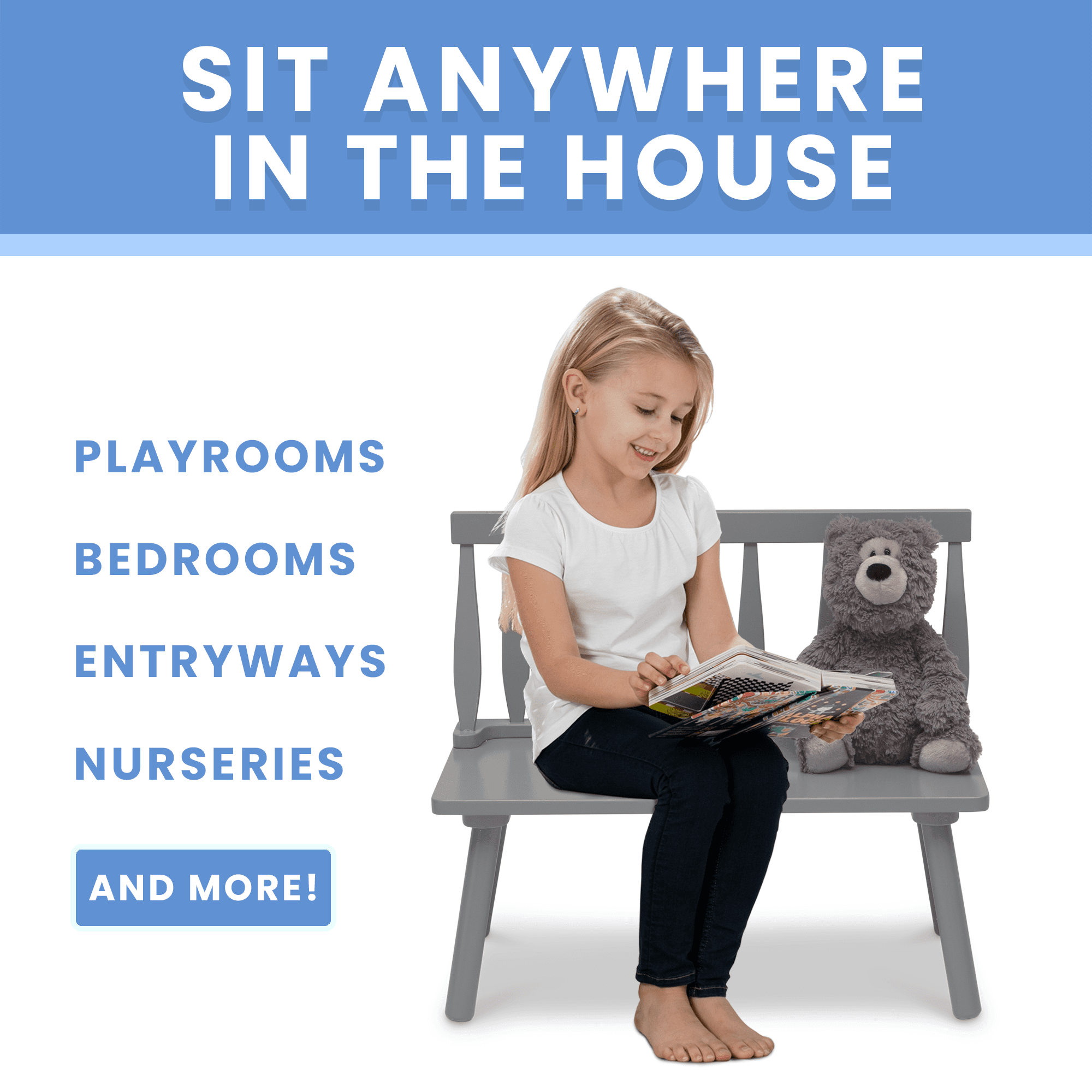 Delta Children Kids Wooden Bench, Pink