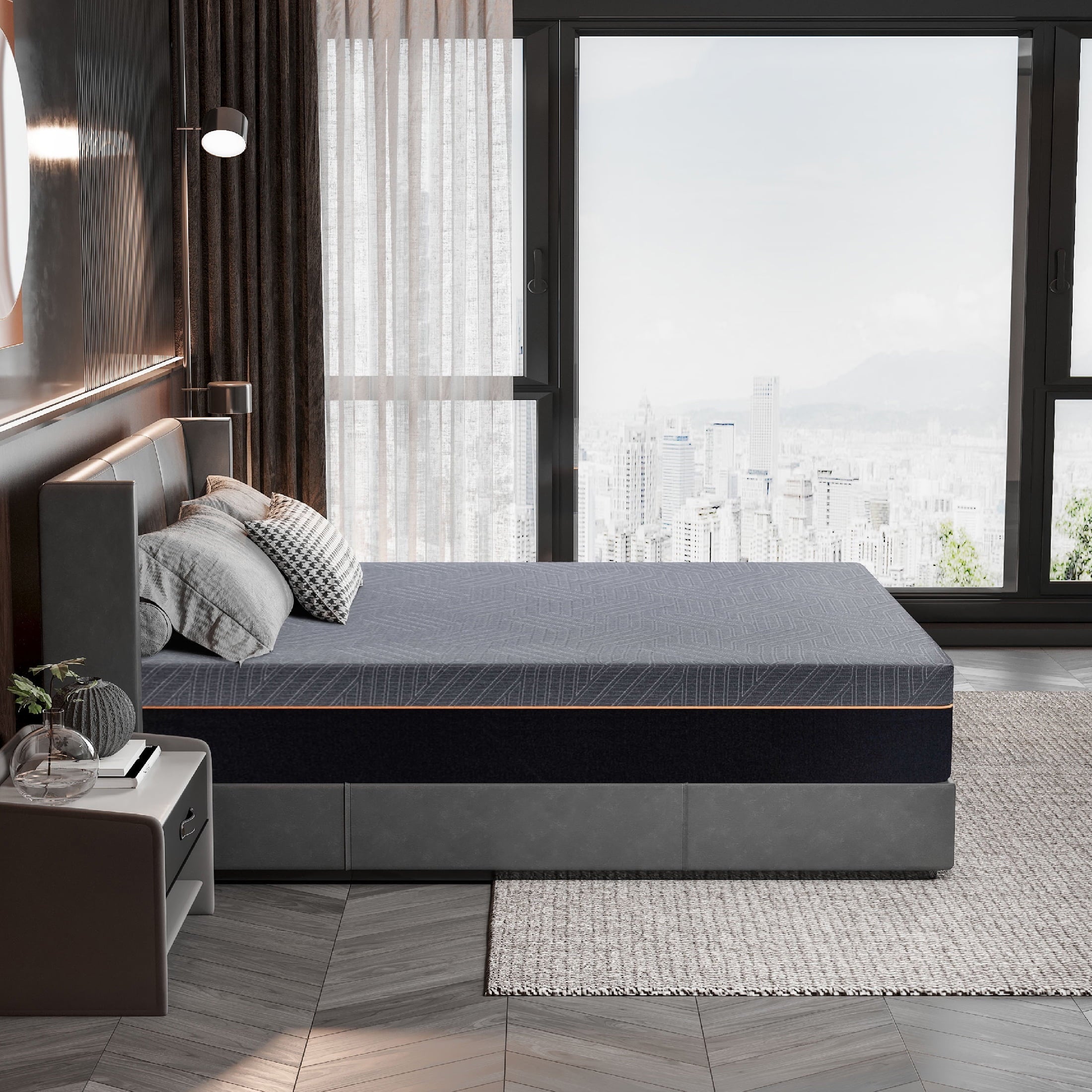 Ego Black 12 inch Queen Mattress in a Box, Cooling Gel Memory Foam Mattress, Medium