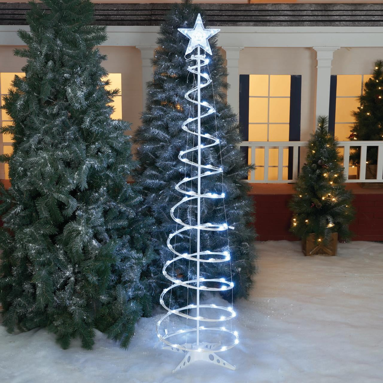 Light-Up Cool White LED Spiral Christmas Tree, 6 ft, by Holiday Time