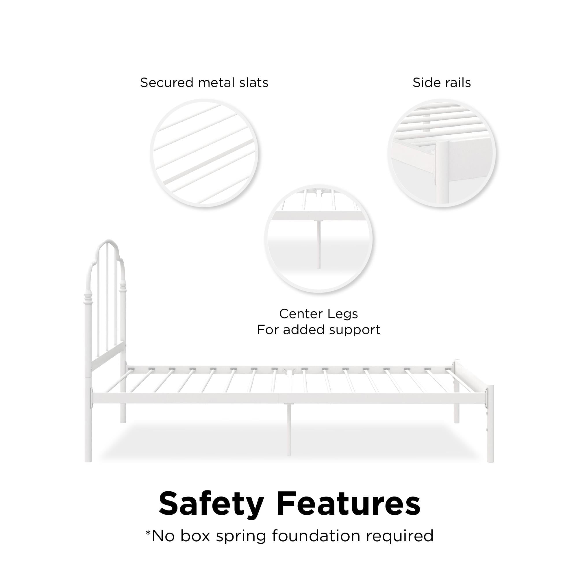 RealRooms Camie Metal Bed, Adjustable Base Height, Twin, White