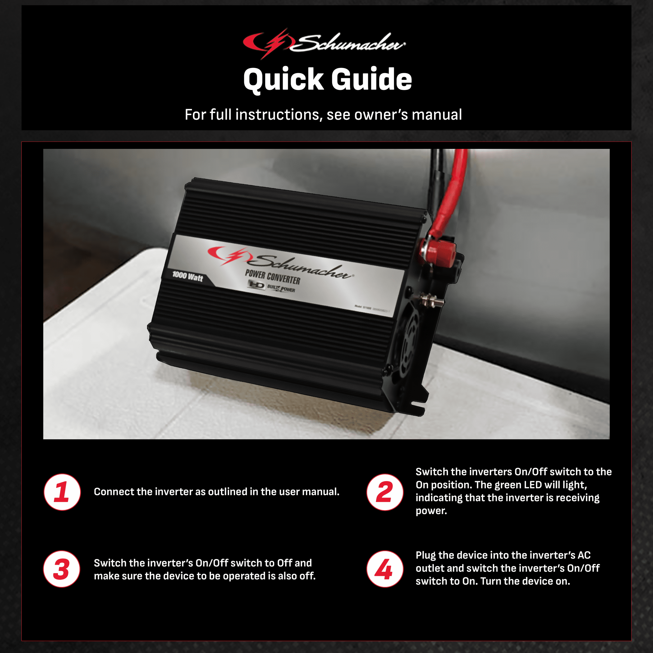 Schumacher Electric 1000 Watt / 2000 Peak Watt Power Converter