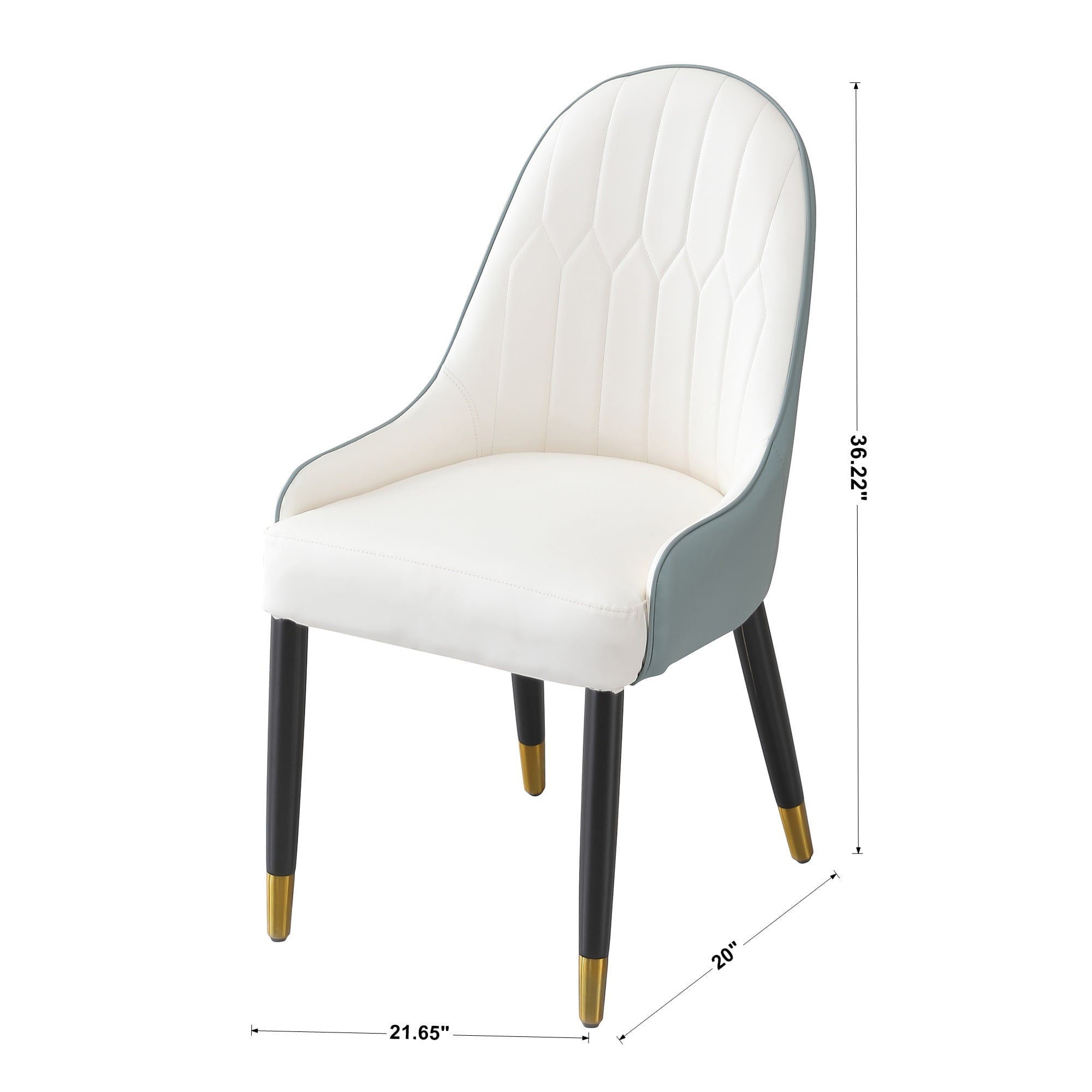 Leavader Set of 2 Modern PU Leather Finish White and Green Dining Chairs for Dining Room