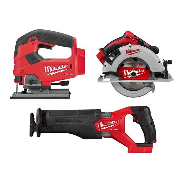 M18 FUEL GEN-2 18V Lithium-Ion Brushless Cordless Reciprocating Saw w/7-1/4 in Circular Saw & Jig Saw (3-Tool)