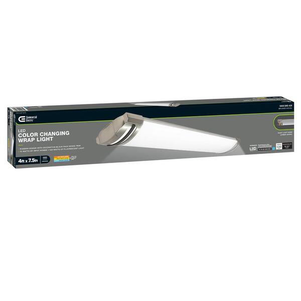 4 ft. Brushed Nickel Matte Black End Caps 5250 Lumens Integrated LED Wraparound Light Adjustable CCT Night Light Feature