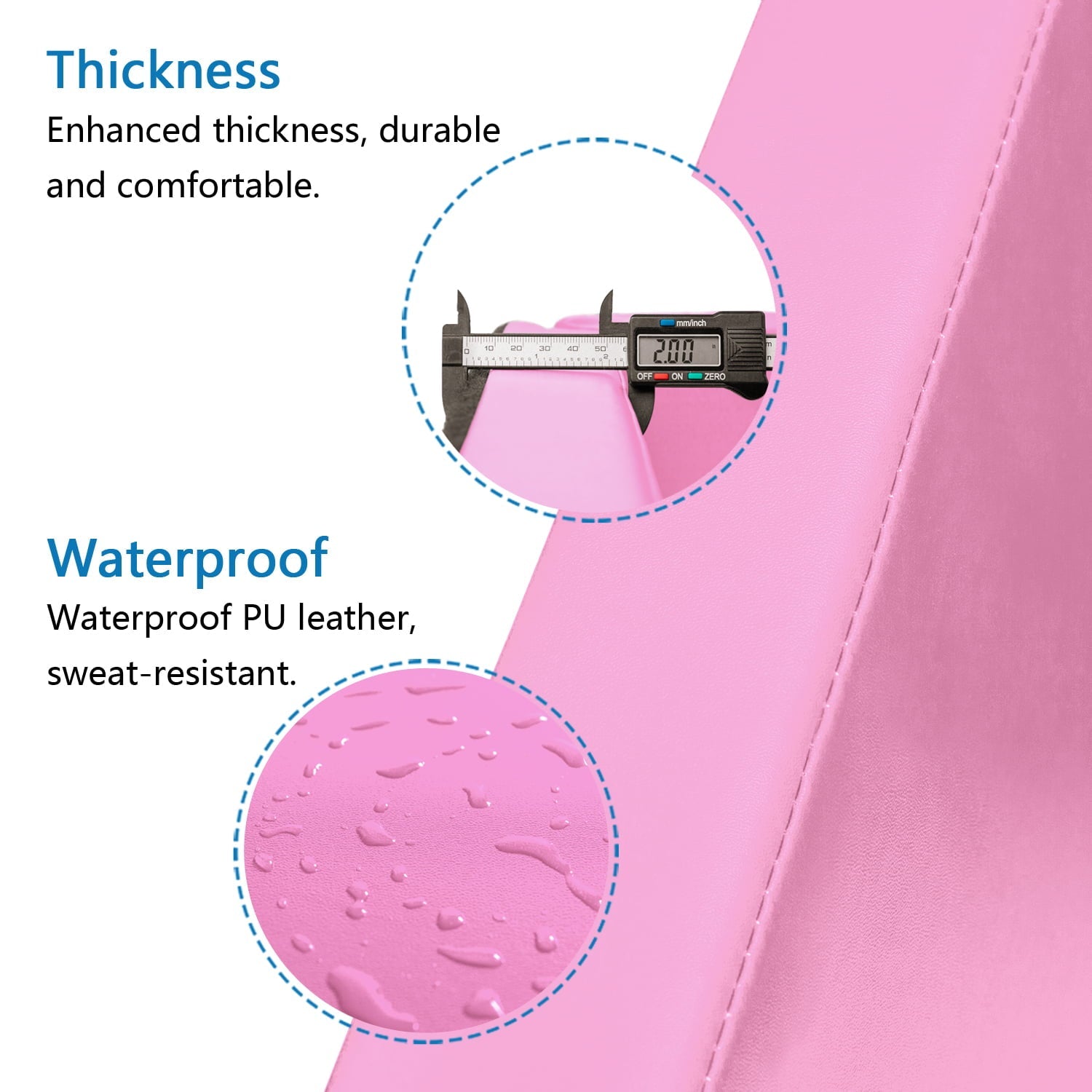 Matladin 8' Folding Gymnastics Gym Exercise Aerobics Mat, 8ft x 2ft x 2in PU Leather Tumbling Mats (Pink)