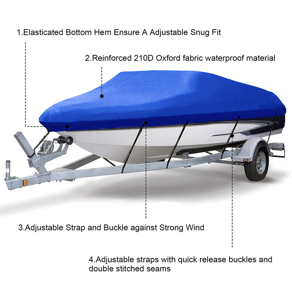 Lovote Boat Cover Heavy Duty Trailerable Waterproof Boat Covers Fits V-Hull, TRI-Hull, Pro-Style, Fishing Boat, Runabout, Bass Boat 11-13ft