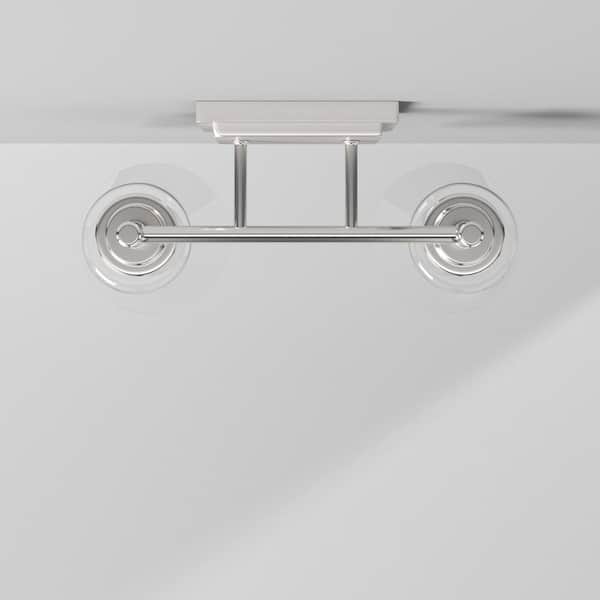 Wakefield 15 in. 2-Light Chrome Modern Vanity with Clear Glass Shades