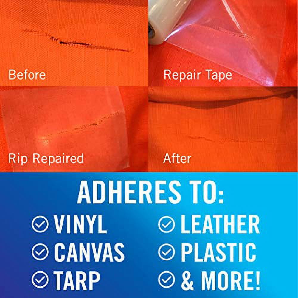Fabric Repair Tape Repair Boat Covers Canvas Tent Repair Tape Pop Up Camper RV Awning Repair Tape Tarp Canopy Tear & Vinyl Waterproof Bimini Tops Sail Air Mattress Patch Kit 30FTx3 Clear Heavy Duty
